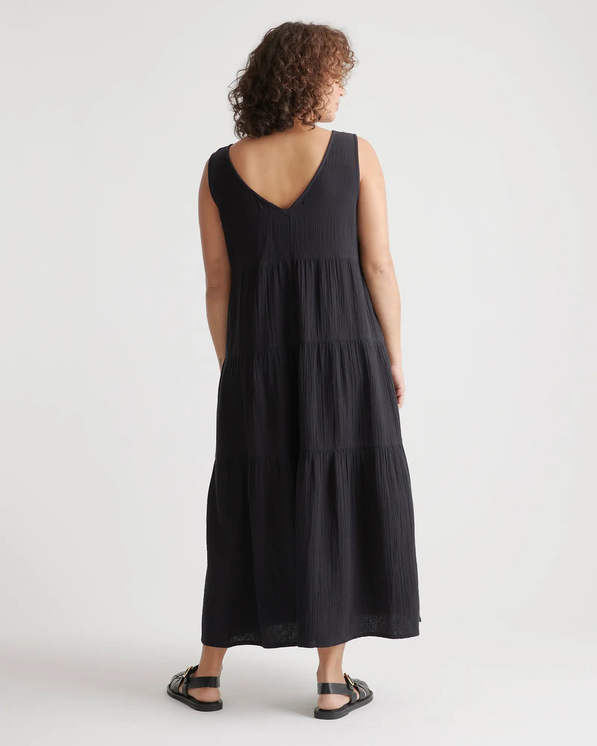 100% Organic Cotton Gauze Tiered Maxi Dress - US 9576