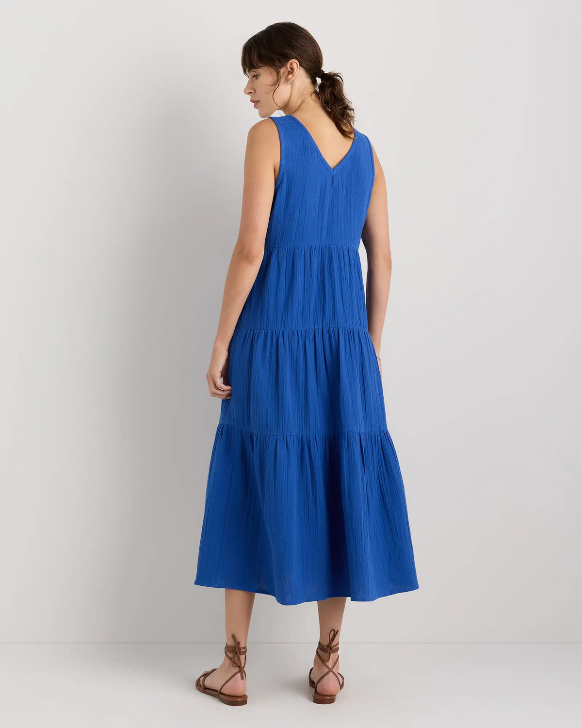 100% Organic Cotton Gauze Tiered Maxi Dress - US 0556