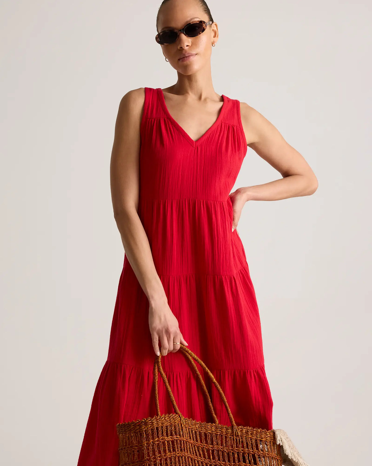 100% Organic Cotton Gauze Tiered Maxi Dress - US 3541