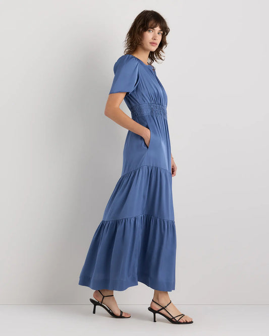 Washable Stretch Silk Tiered Maxi Dress - US 4627