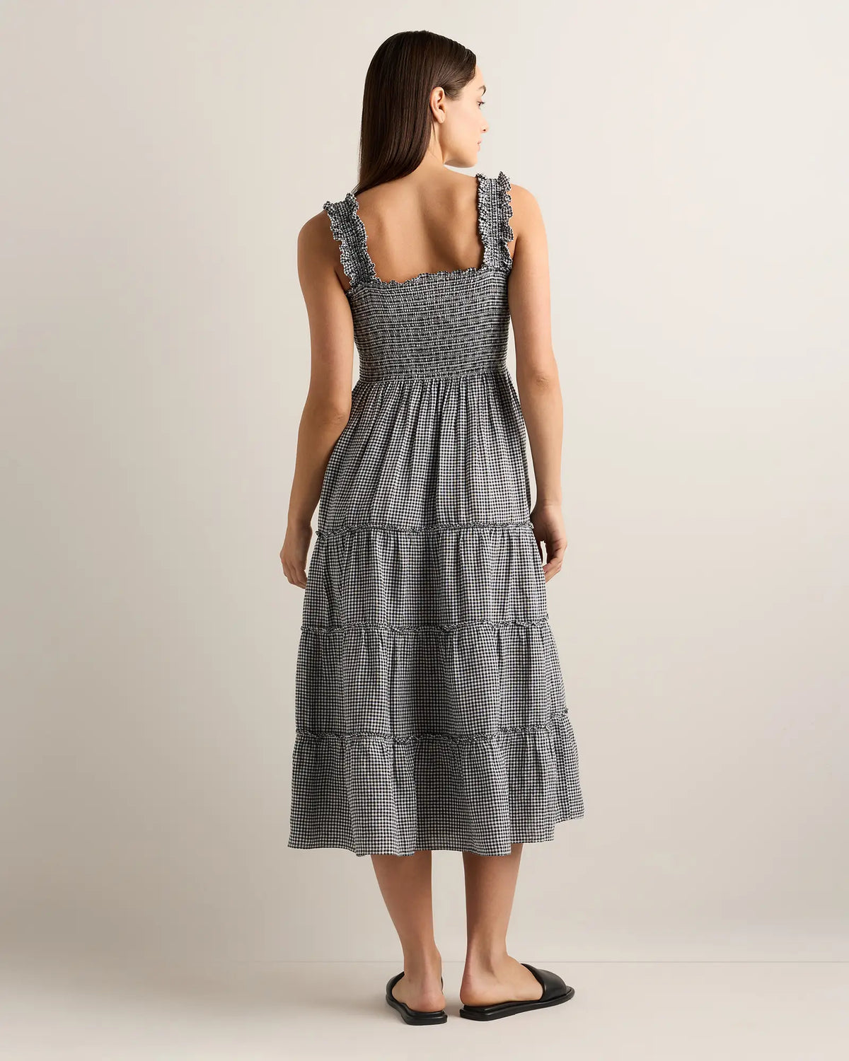 100% European Linen Smocked Midi Dress - US 8910