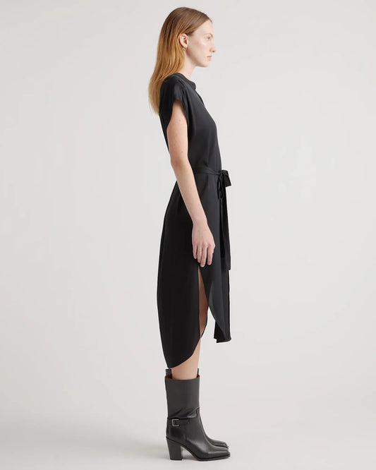 Washable Stretch Silk Midi Shirt Dress - US 8808