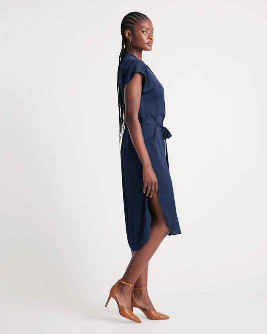 Washable Stretch Silk Midi Shirt Dress - US 0027