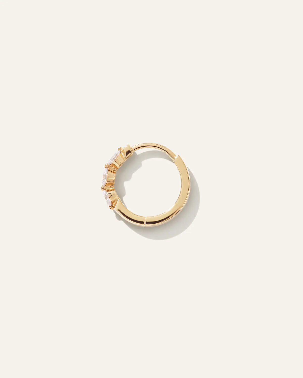 14K Gold Lab Grown Diamond Shared Prong Huggie - US 5869
