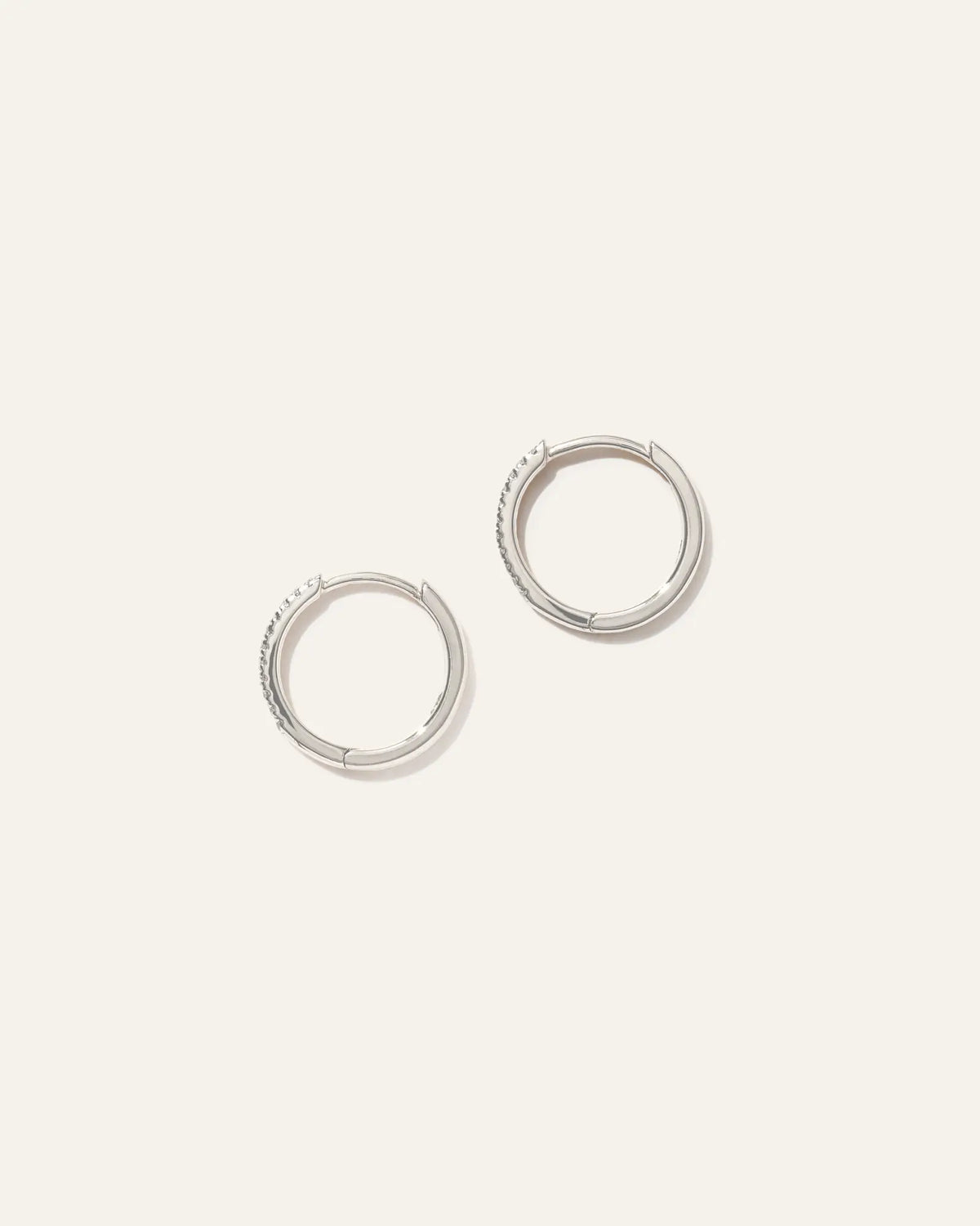 14K Gold Diamond Pave Hoops - US 1224