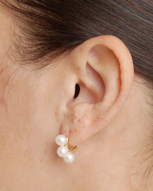 Triple Freshwater Pearl Hoops - US 2954