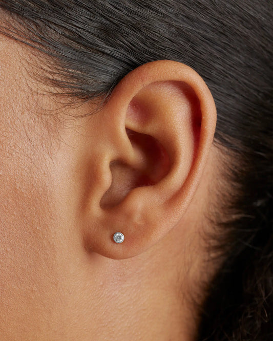 14K Gold Natural Diamond Tiny Bezel Studs - US 7832