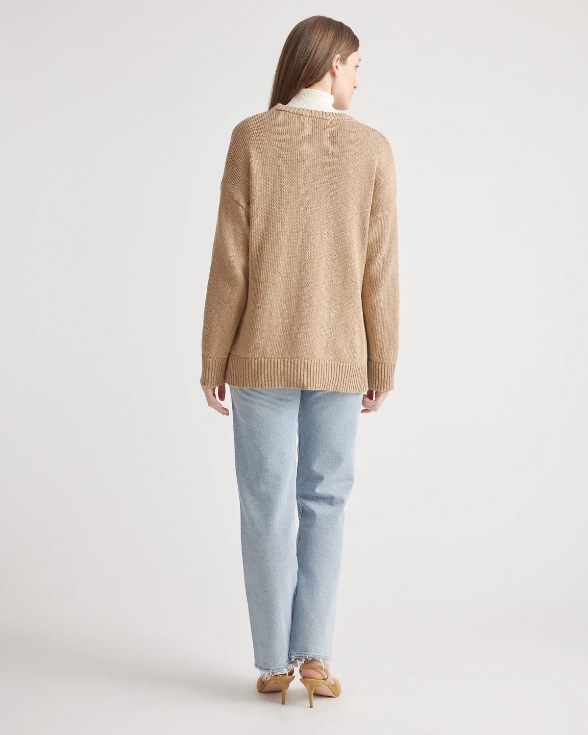 Cotton Linen Oversized Crew Sweater - US 8942