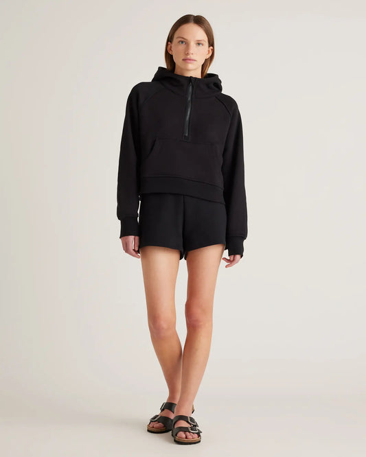 Organic Heavyweight Fleece Cropped Half Zip Hoodie - US 3200