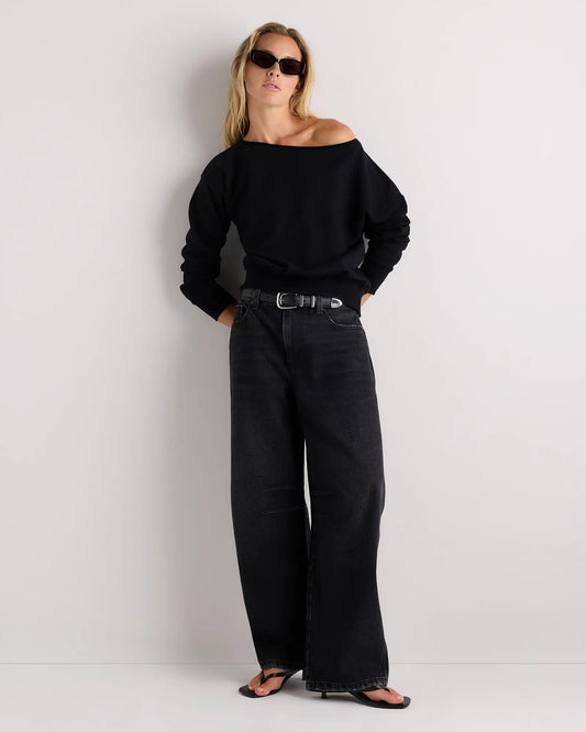 Organic French Terry Off-Shoulder Sweatshirt - US 2723