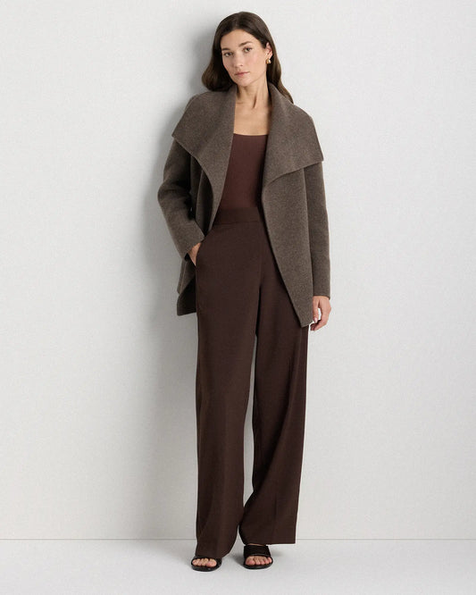 Double-Faced Merino Wool Draped Collar Short Wrap Coat - US 2255