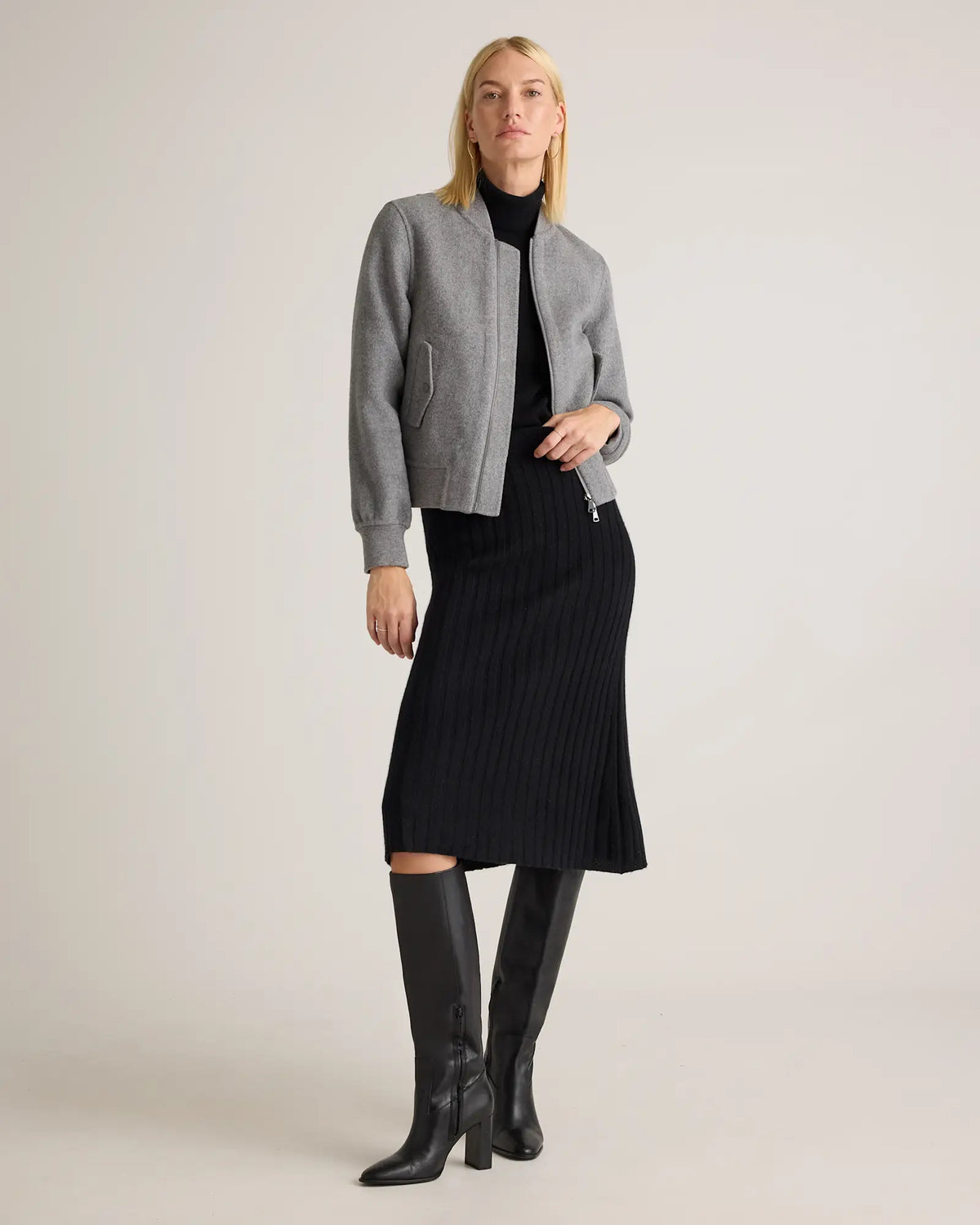 Double-Faced Merino Wool Bomber Jacket - US 9592
