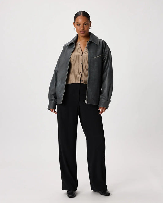 100% Leather Oversized Bomber Jacket - US 5453