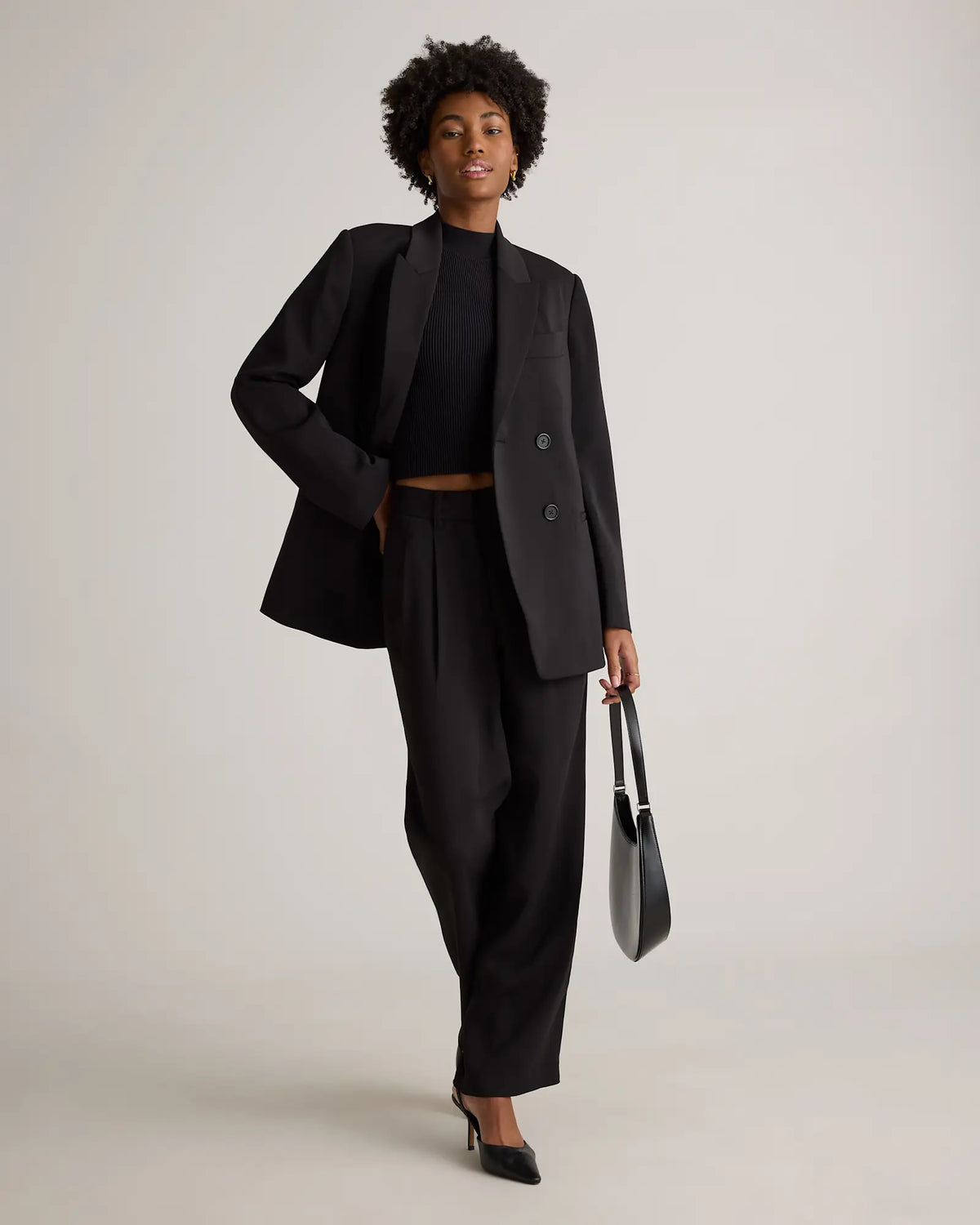 Stretch Crepe Relaxed Double-Breasted Blazer - US 5077