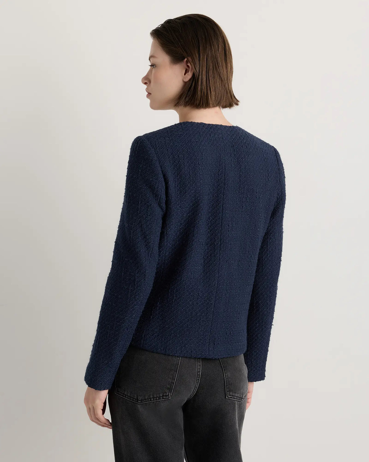 Tweed Collarless Jacket - US 9558