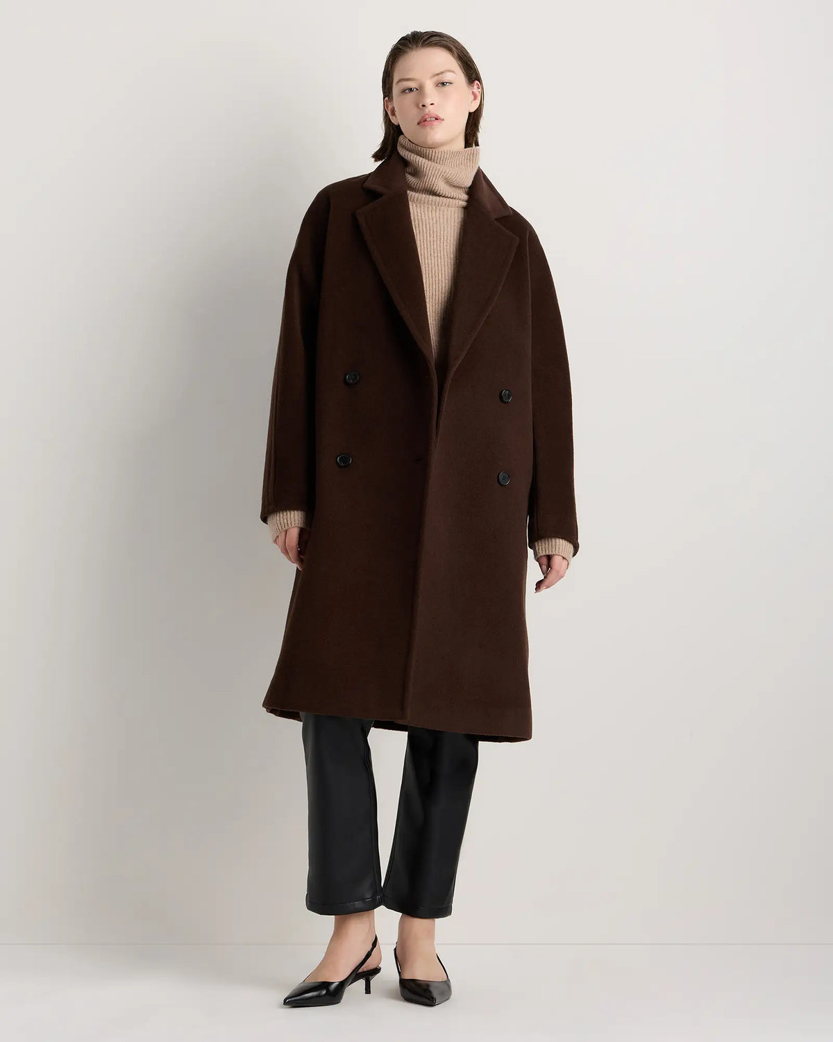 Wool Cashmere Double-Breasted Slouch Coat - US 2863