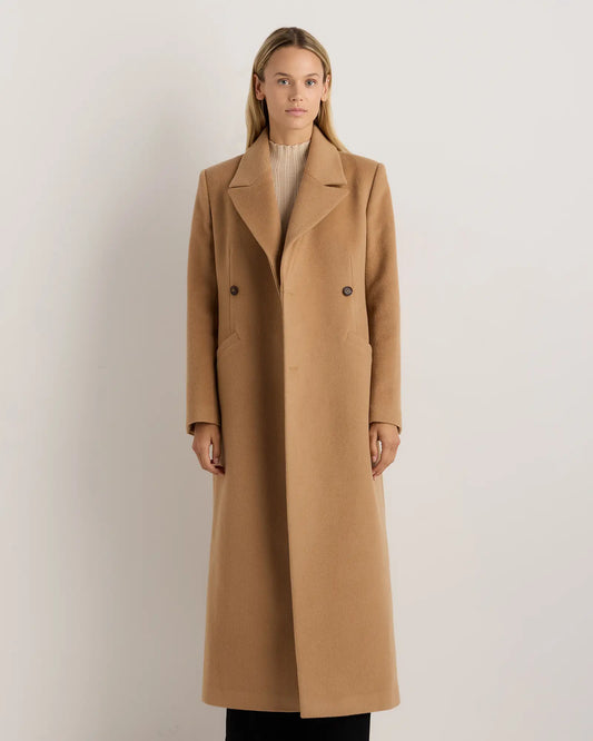 Wool Cashmere Tailored Long Coat - US 8824