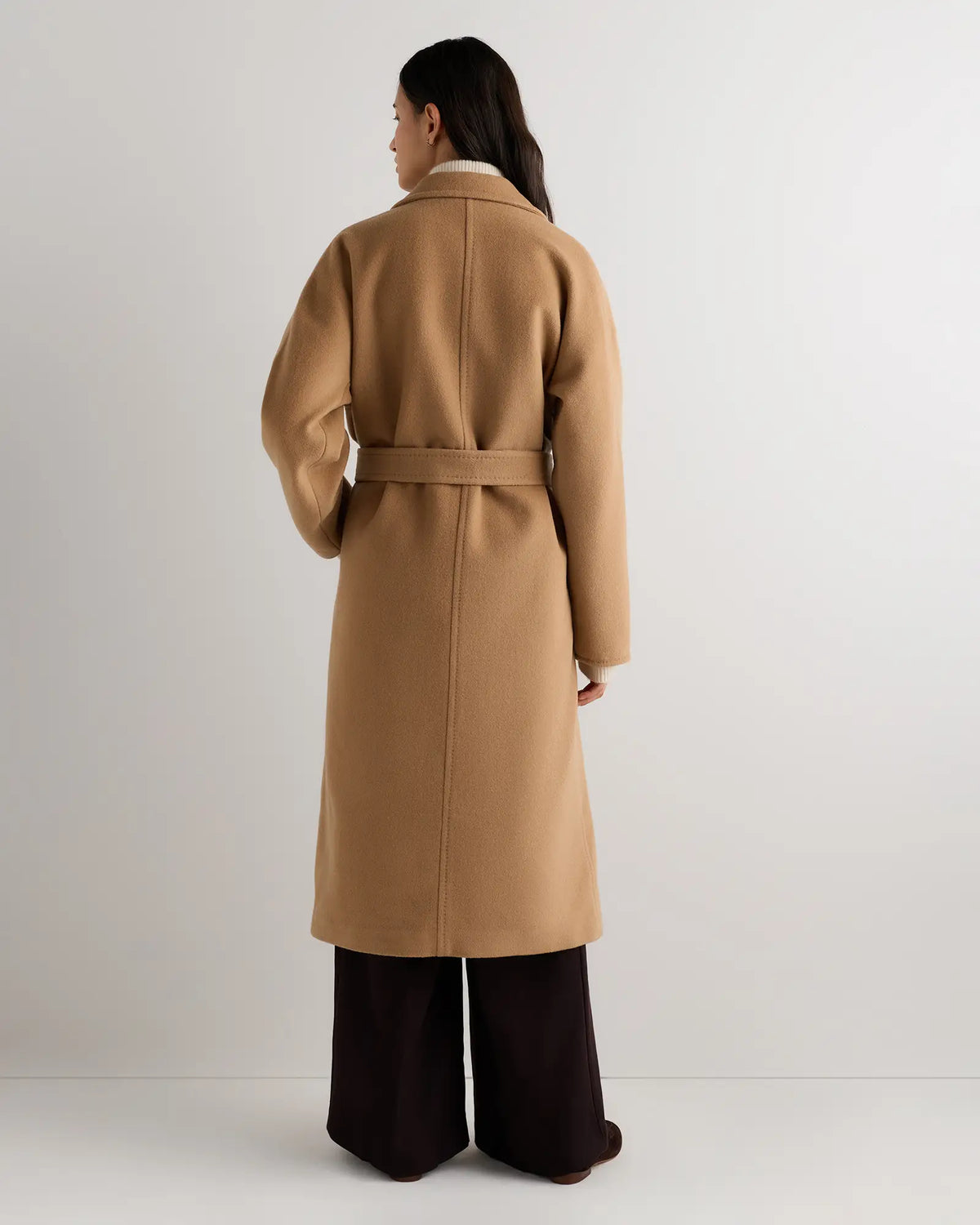 Wool Cashmere Double-Breasted Belted Long Coat - US 1838