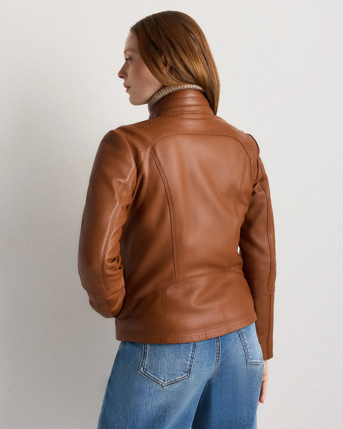 100% Leather Stand-Collar Jacket - US 8037