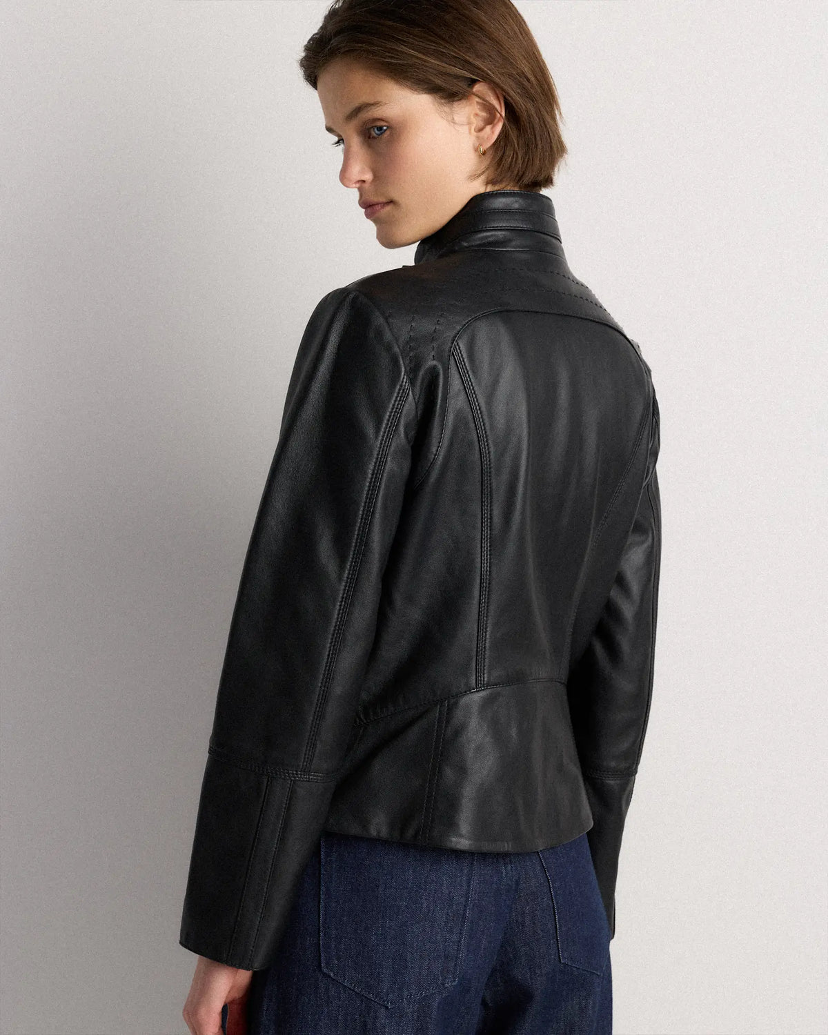 100% Leather Stand-Collar Jacket - US 6607