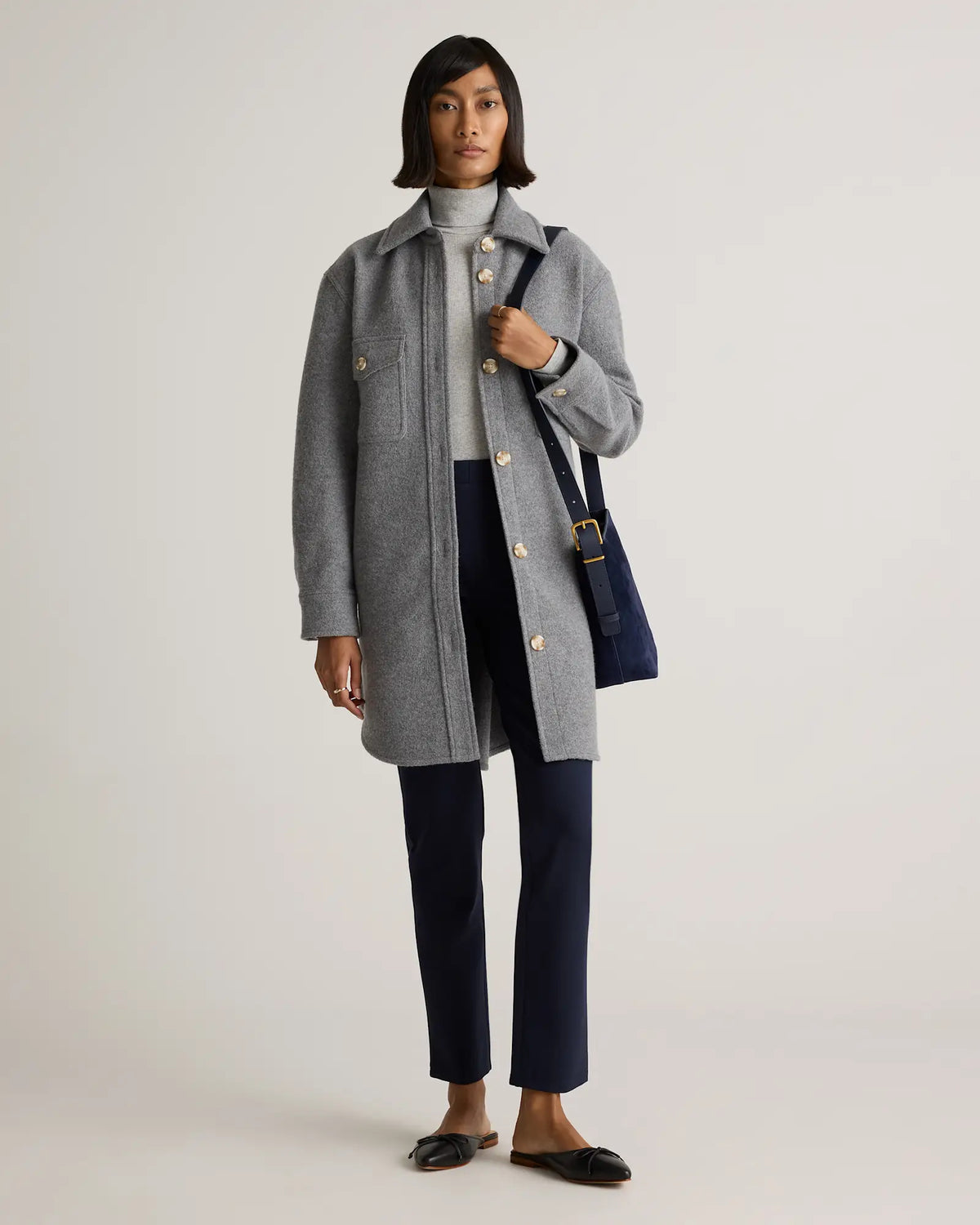 100% Merino Wool Long Shirt Jacket - US 6722