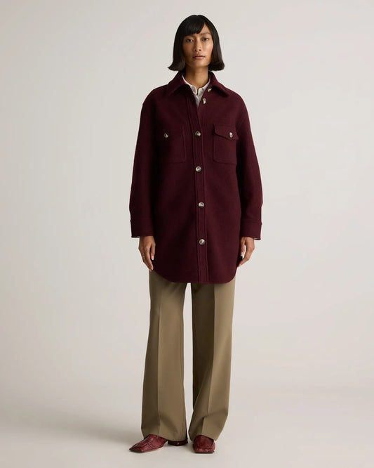 100% Merino Wool Long Shirt Jacket - US 6363