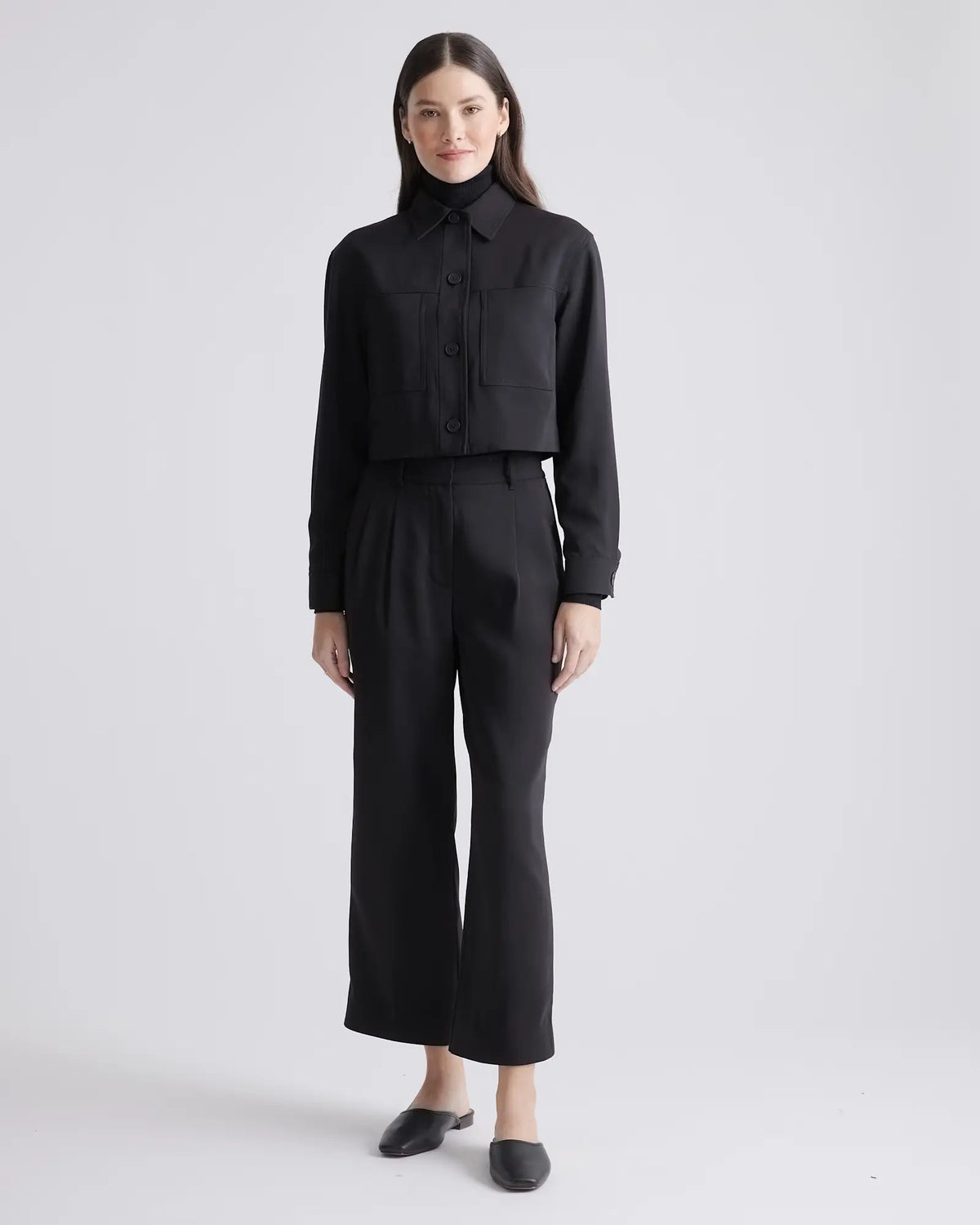 Stretch Crepe Cropped Jacket - US 3584