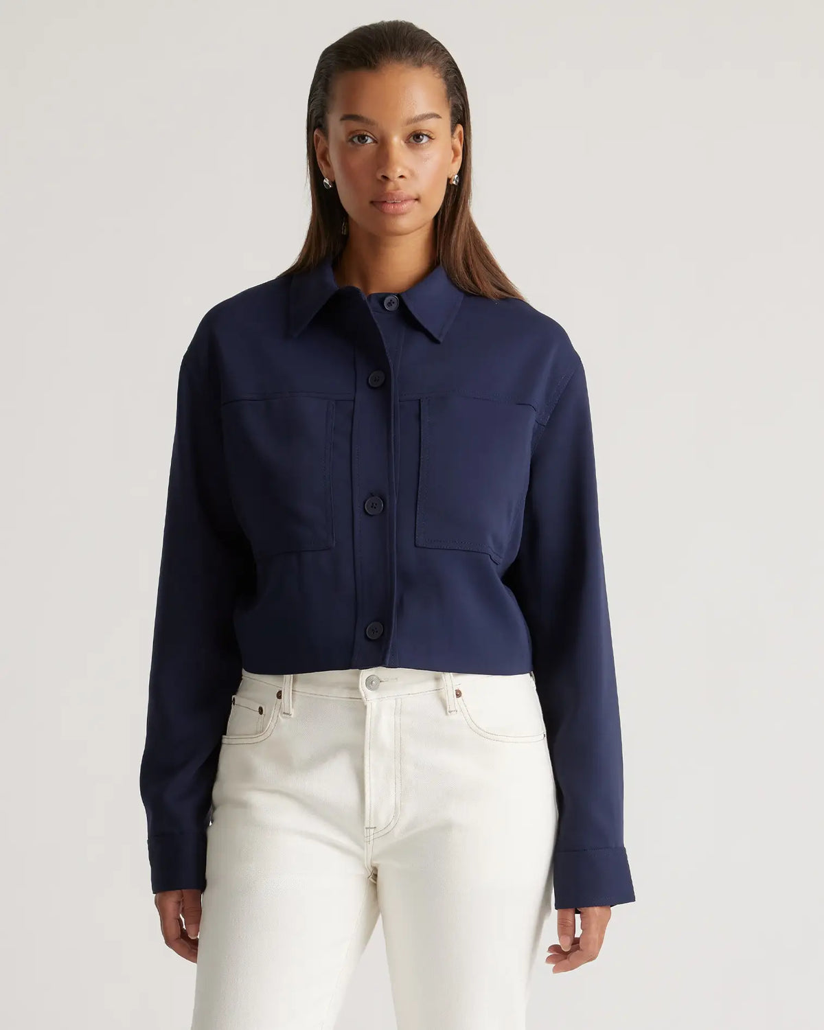 Stretch Crepe Cropped Jacket - US 7773