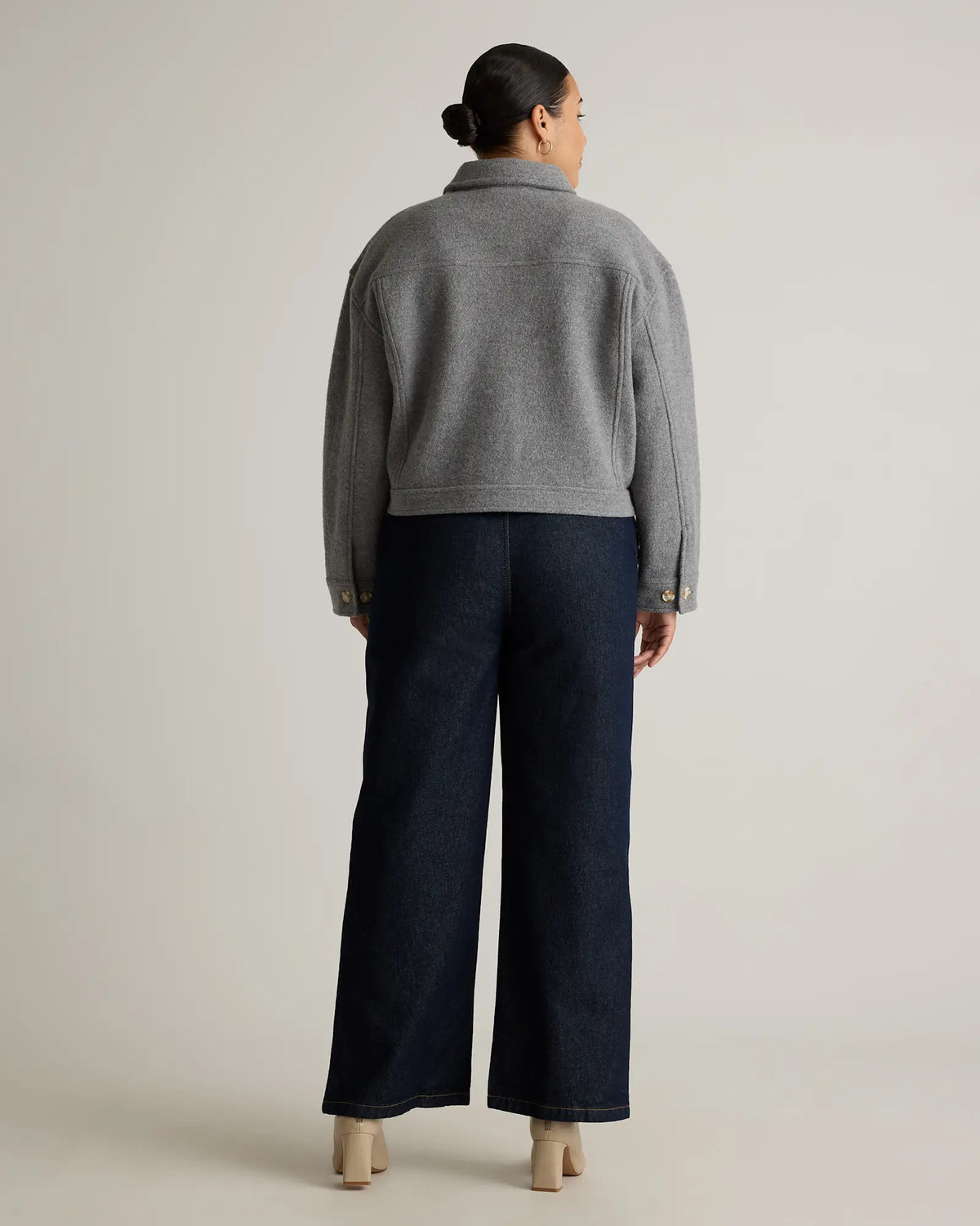 100% Merino Wool Cropped Shirt Jacket - US 5857