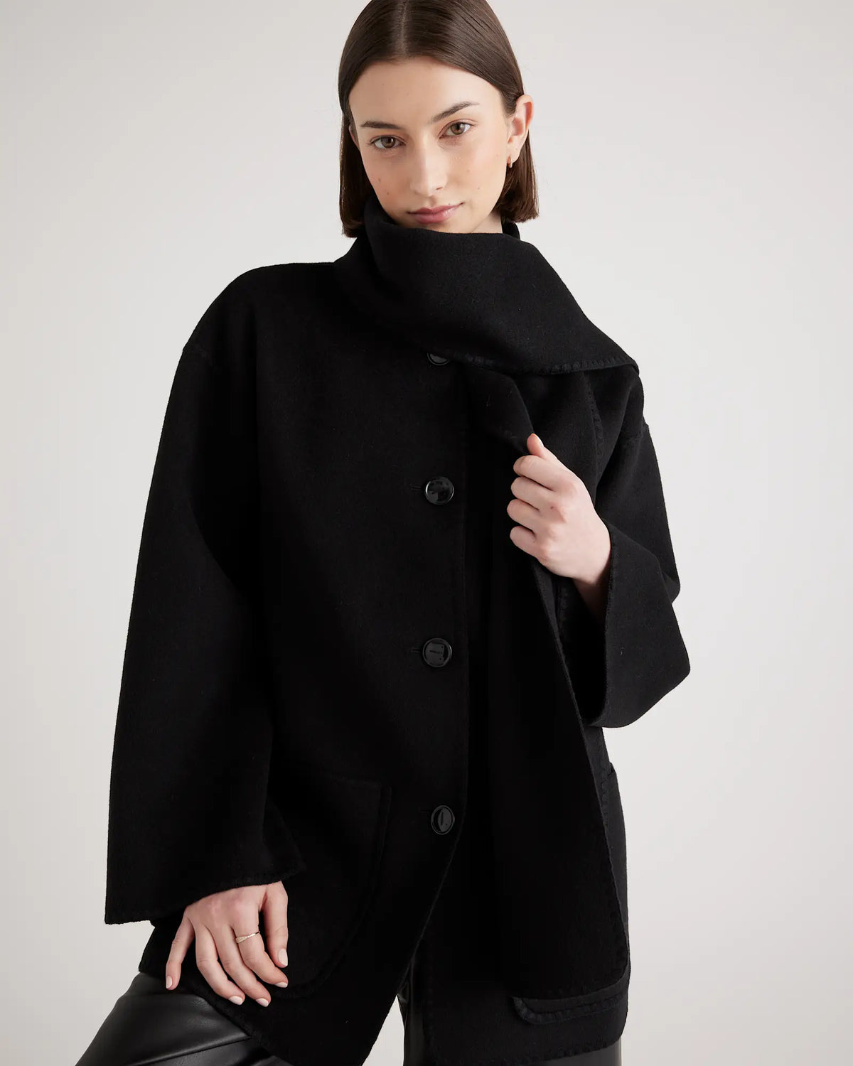 Double-Faced Merino Wool Scarf Coat - US 8184
