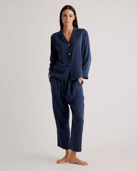 100% Washable Silk Pajama Long Sleeve Top - US 9966