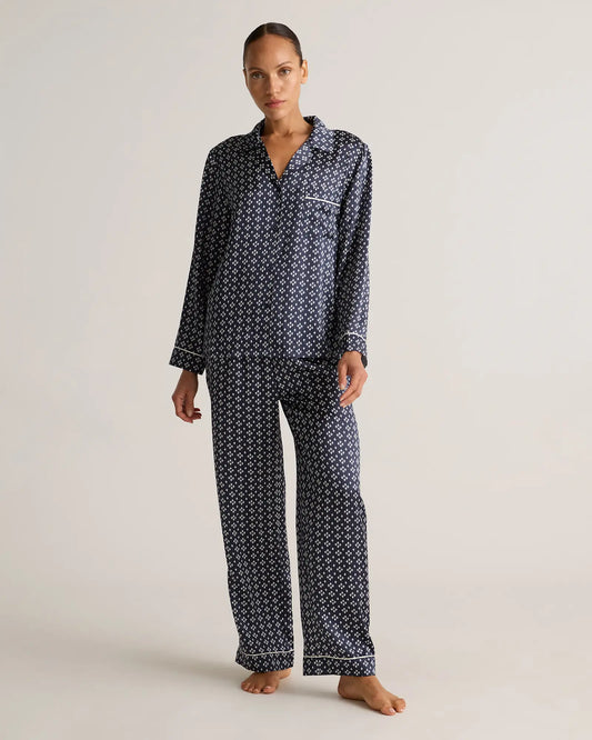 100% Washable Silk Satin Pajama Long Sleeve Top - US 5412