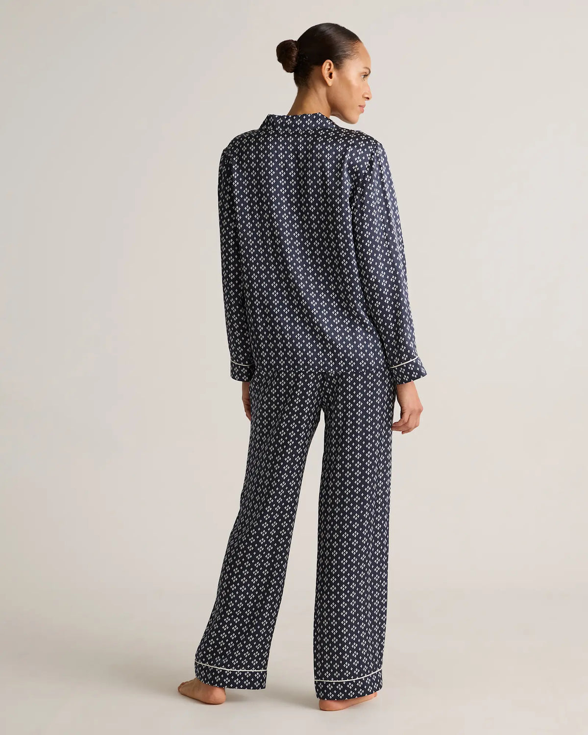 100% Washable Silk Satin Pajama Long Sleeve Top - US 5412