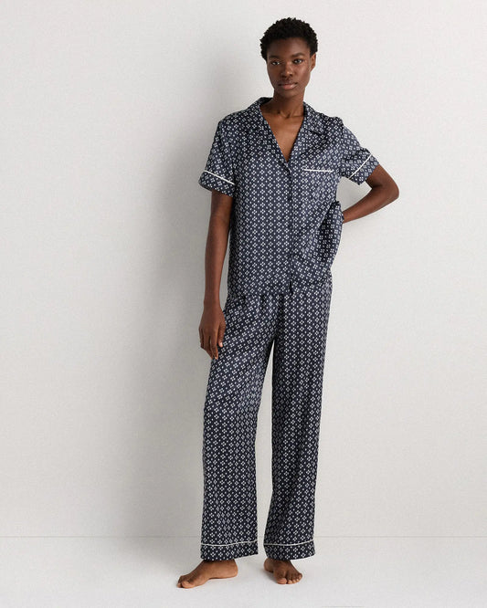 100% Washable Silk Satin Short Sleeve Pajama Top - US 8775