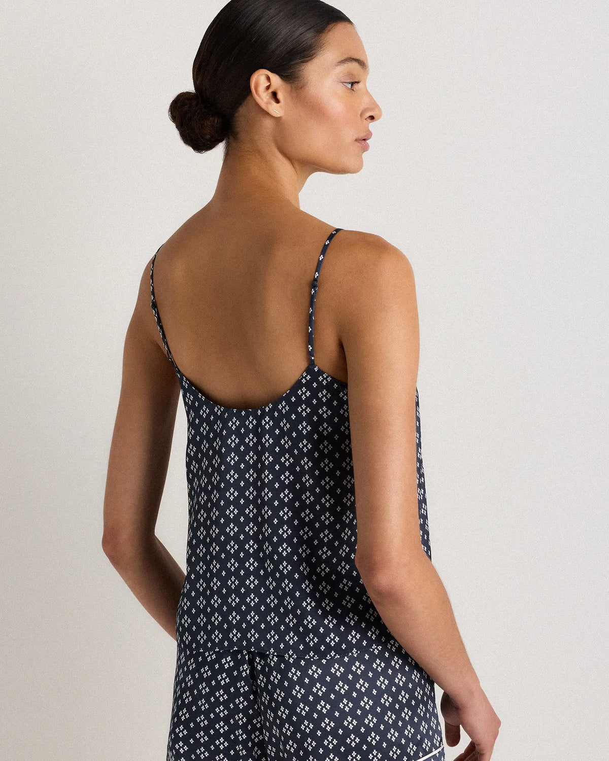 100% Washable Silk Satin Lace Cami Pajama Top - US 5443