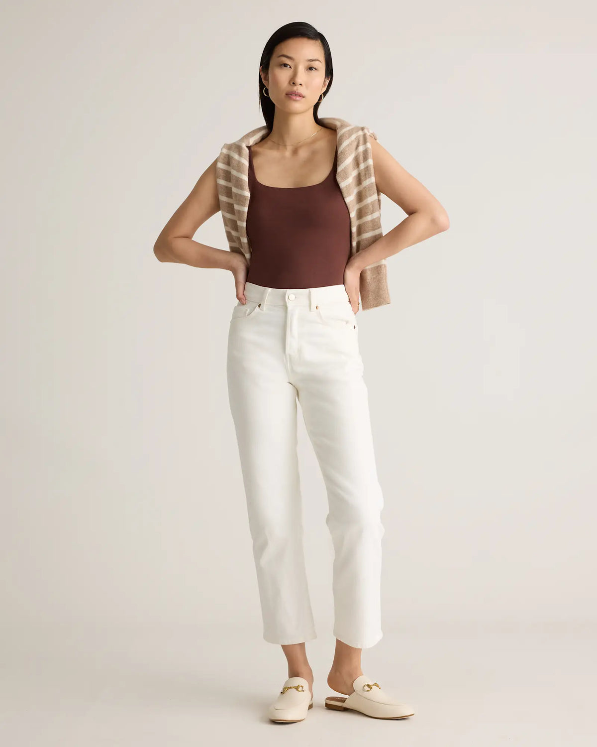 Stretch Cotton Jersey Square Neck Tank Bodysuit - US 2667