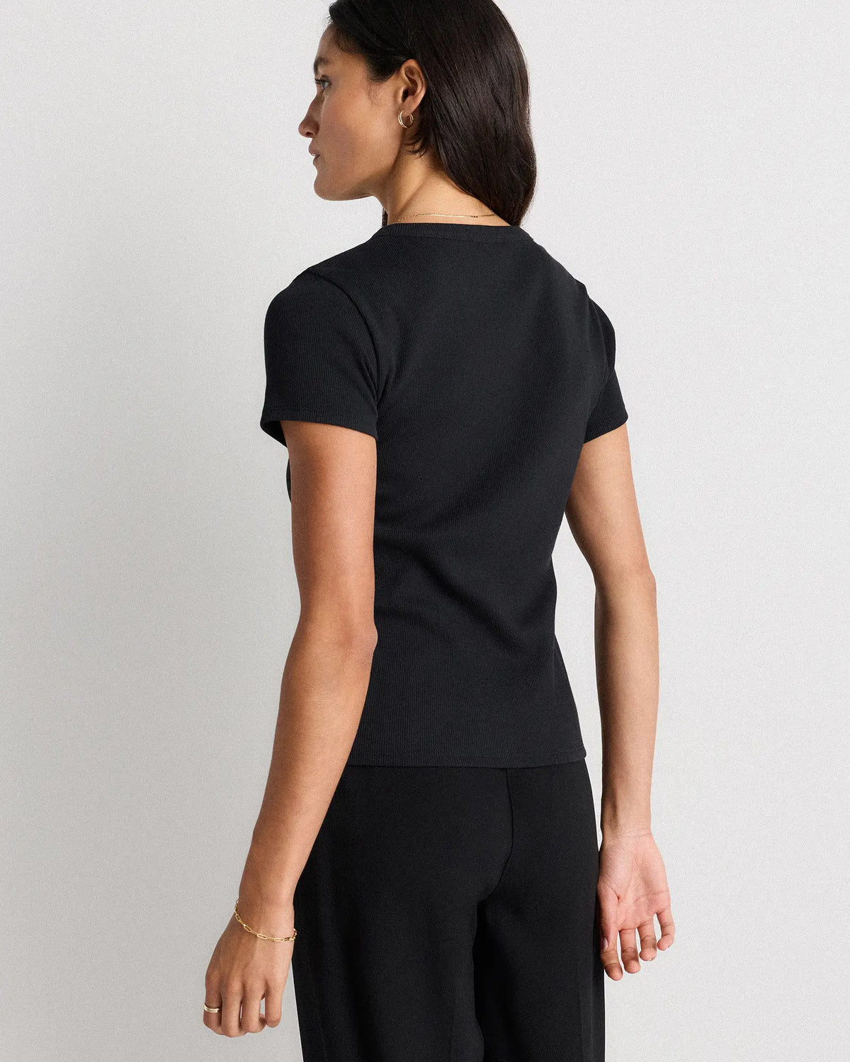 Organic Cotton Micro-Rib Button Tee - US 3151