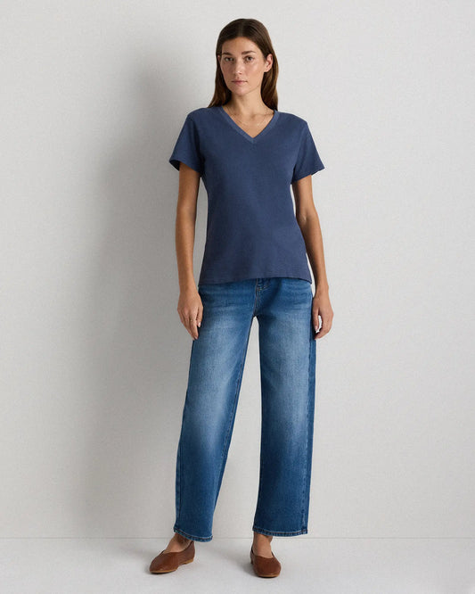 100% Organic Cotton Slub V-Neck Tee - US 2343
