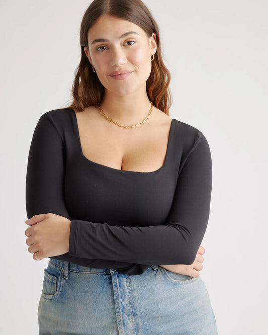 Second Skin Square Neck Long Sleeve Bodysuit - US 3263