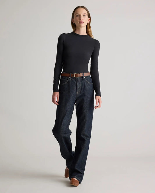Stretch Cotton Jersey Cropped Fitted Long Sleeve T-Shirt - US 3370