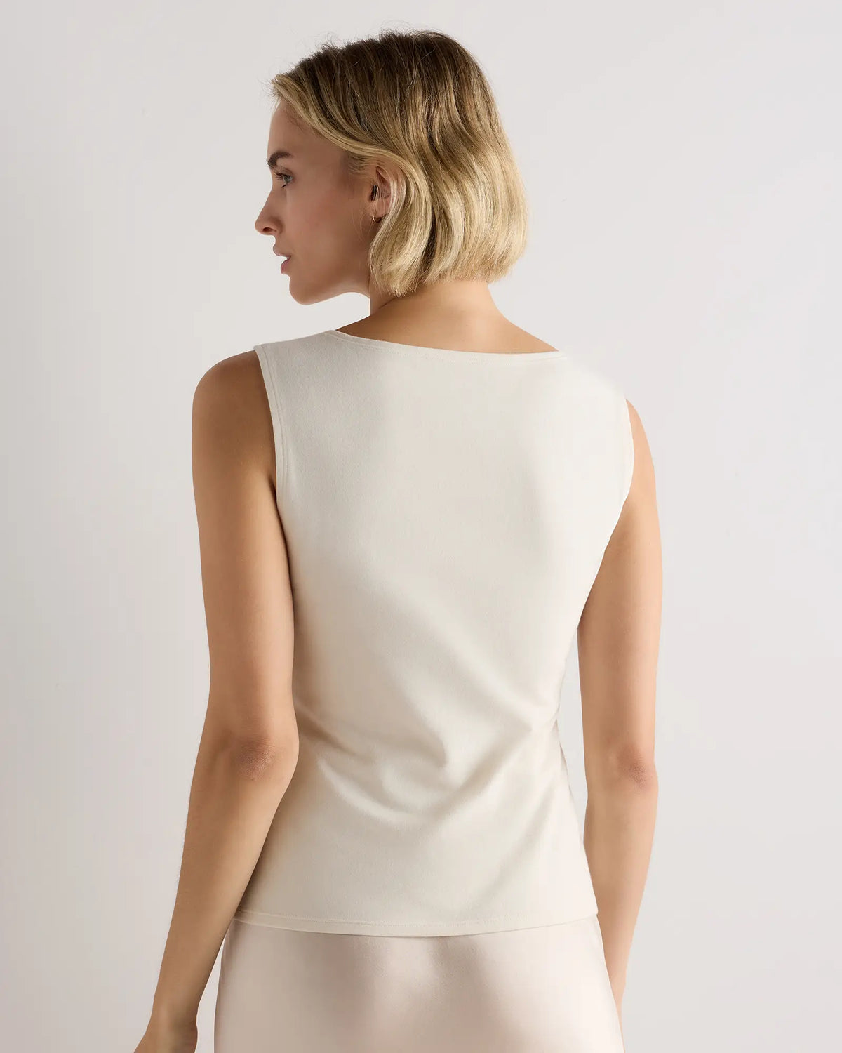 Stretch Cotton Jersey Boat Neck Tank - US 6944