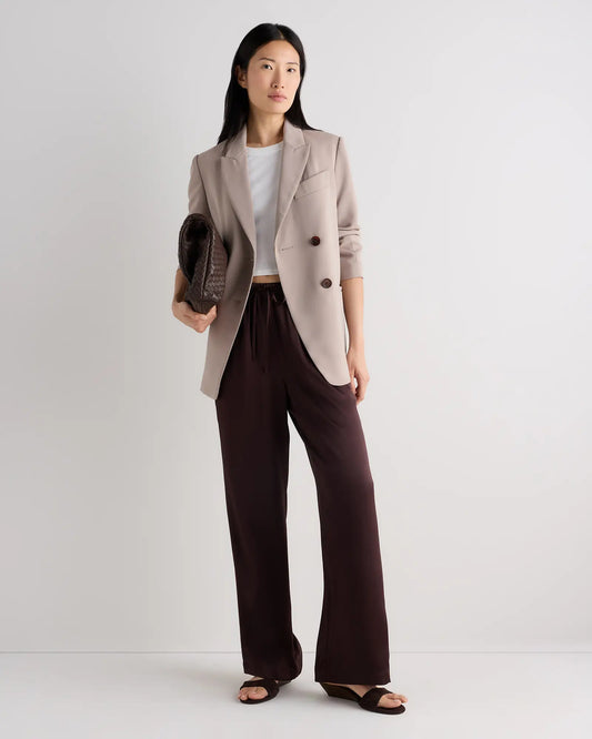 100% Washable Silk Drawstring Wide Leg Pants - US 8099