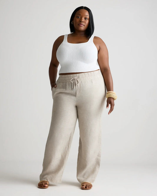 100% European Linen Wide Leg Pants - US 0073