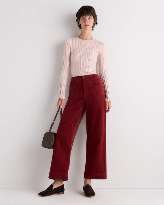 Organic Stretch Corduroy Cropped Wide Leg Pants - US 1935
