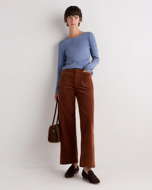 Organic Stretch Corduroy Cropped Wide Leg Pants - US 4997