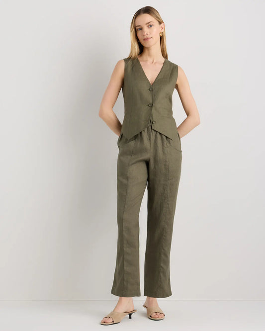 100% European Linen Tapered Ankle Pants - US 3001