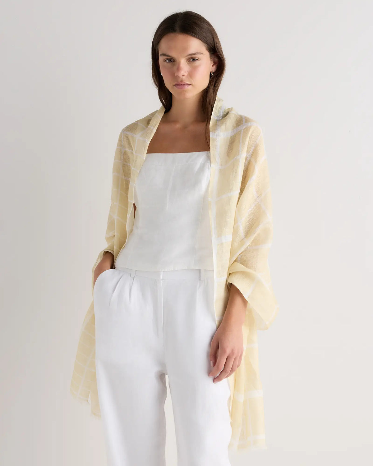 100% European Linen Printed Scarf - US 2333