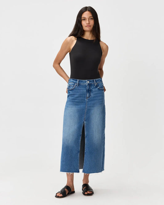 Stretch Denim 5-Pocket Midi Skirt - US 5201