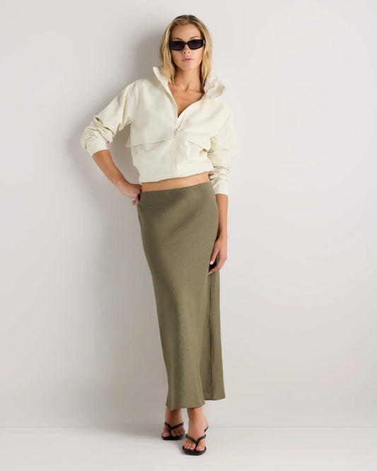 100% European Linen Midi Slip Skirt - US 4577