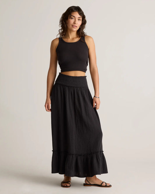 100% Organic Cotton Gauze Smocked Maxi Skirt - US 3759